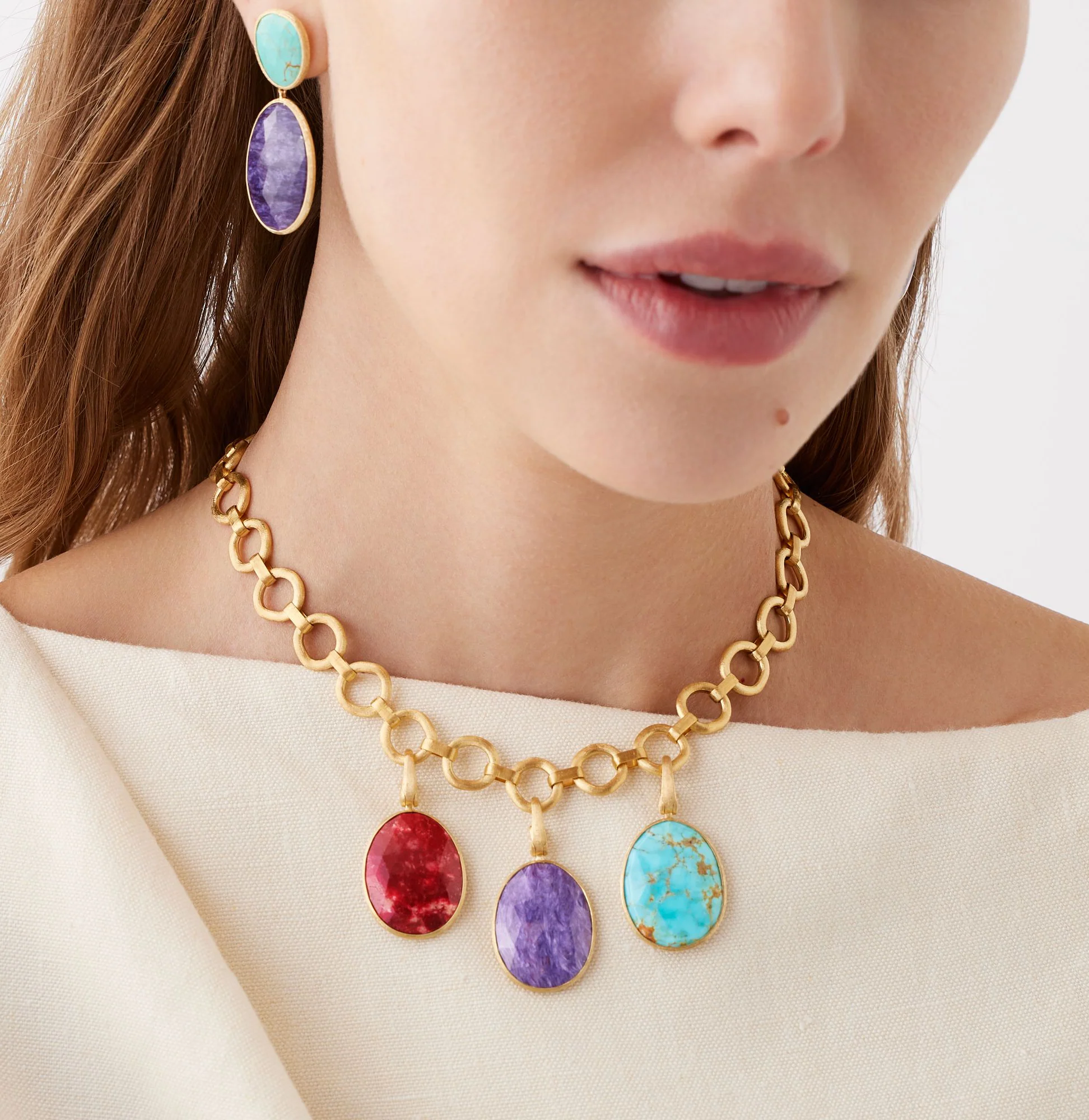 Marco Bicego Lunaria Yellow Gold Turquoise Pendant - Image 3