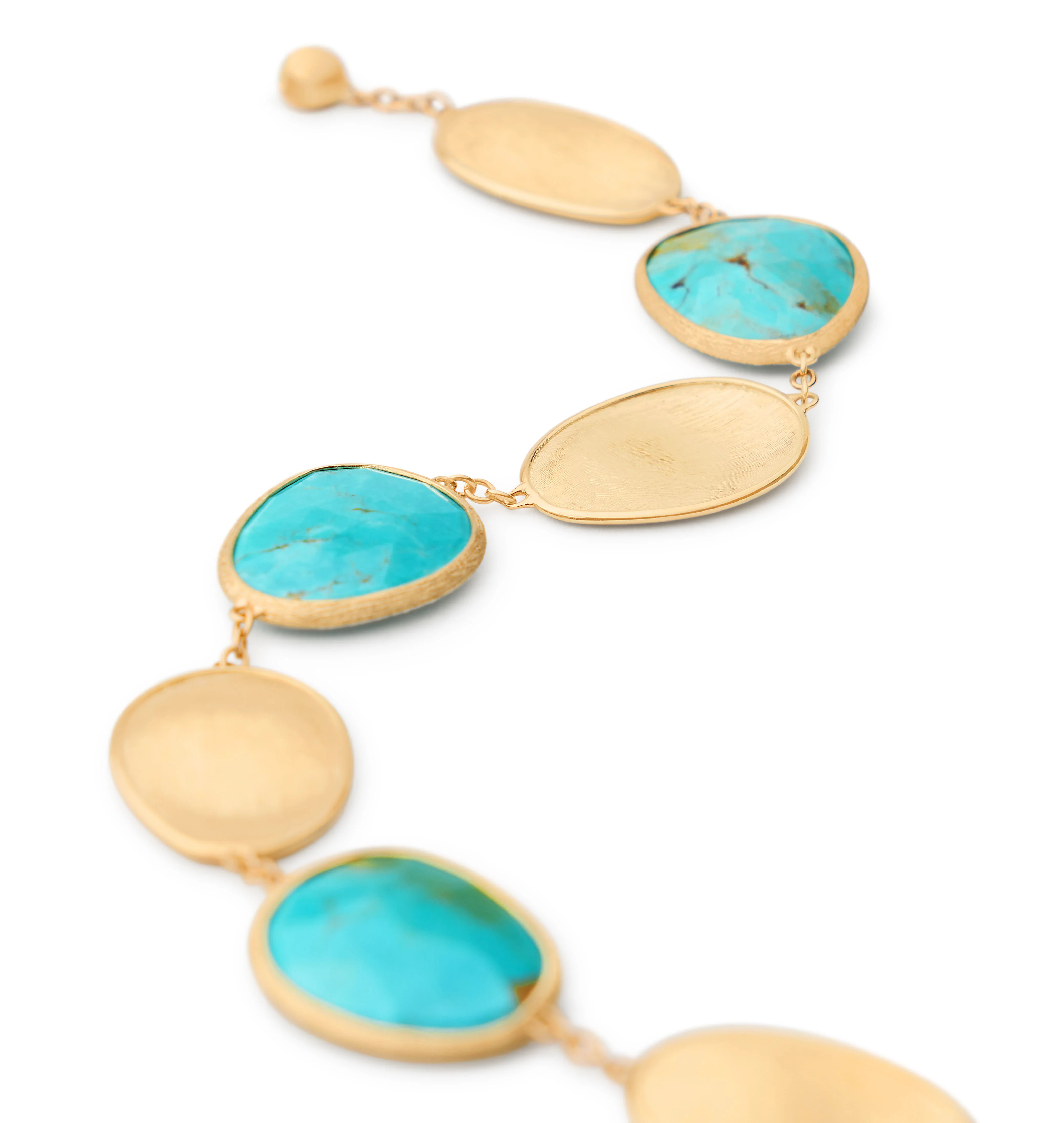 Marco Bicego Lunaria Yellow Gold Turquoise Station Bracelet - Image 2