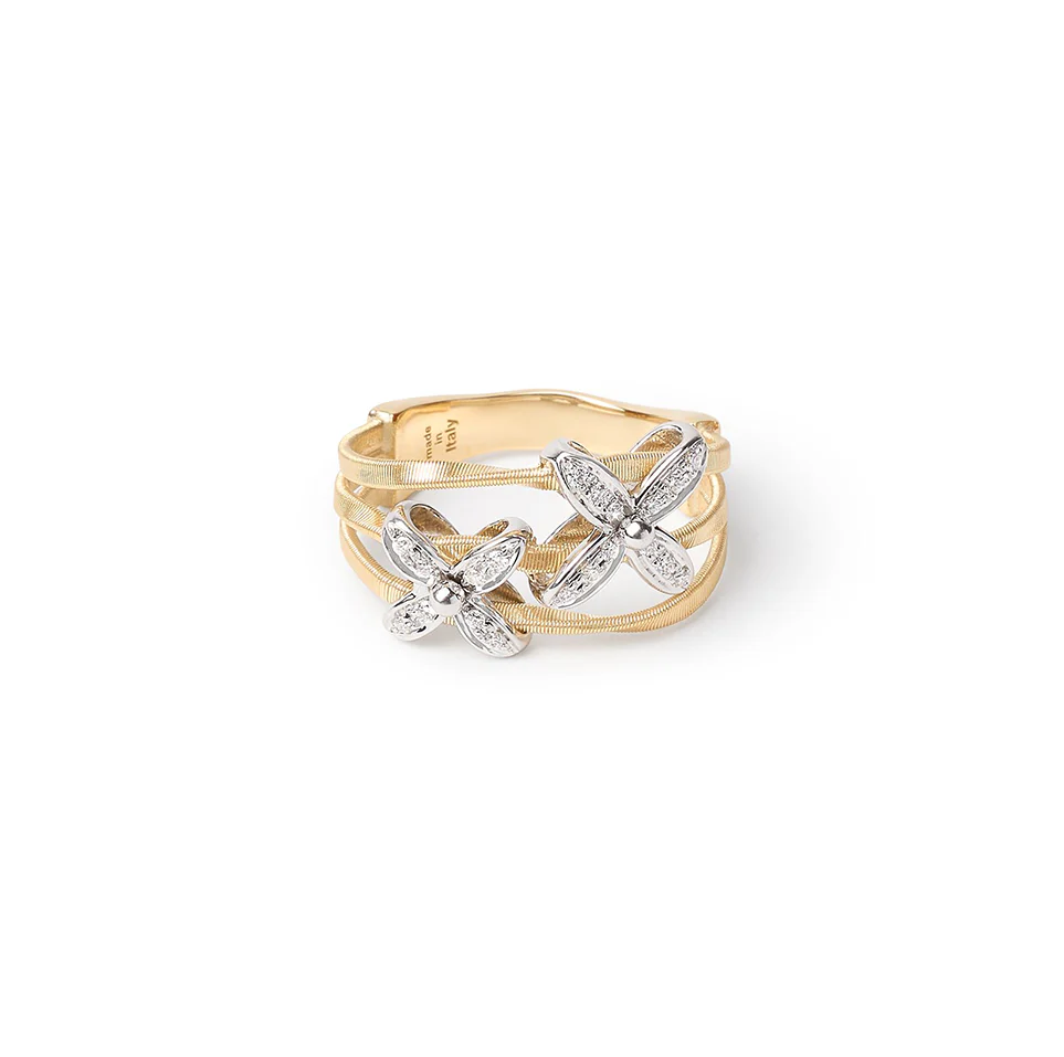Marco Bicego Marrakech Mixed Metals Diamond Flower Ring - Image 2