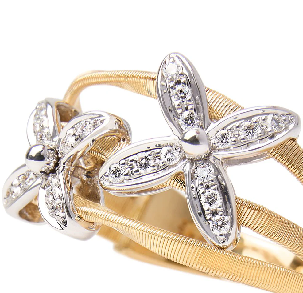 Marco Bicego Marrakech Mixed Metals Diamond Flower Ring - Image 3