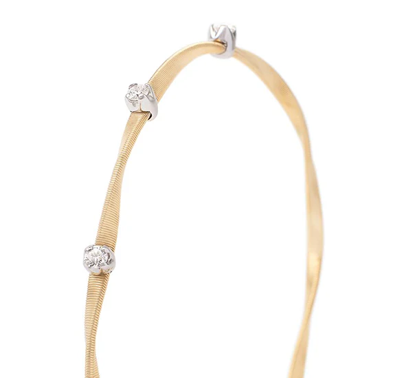 Marco Bicego Marrakech Mixed Metals Twisted Coil Bangle with Diamonds - Image 2