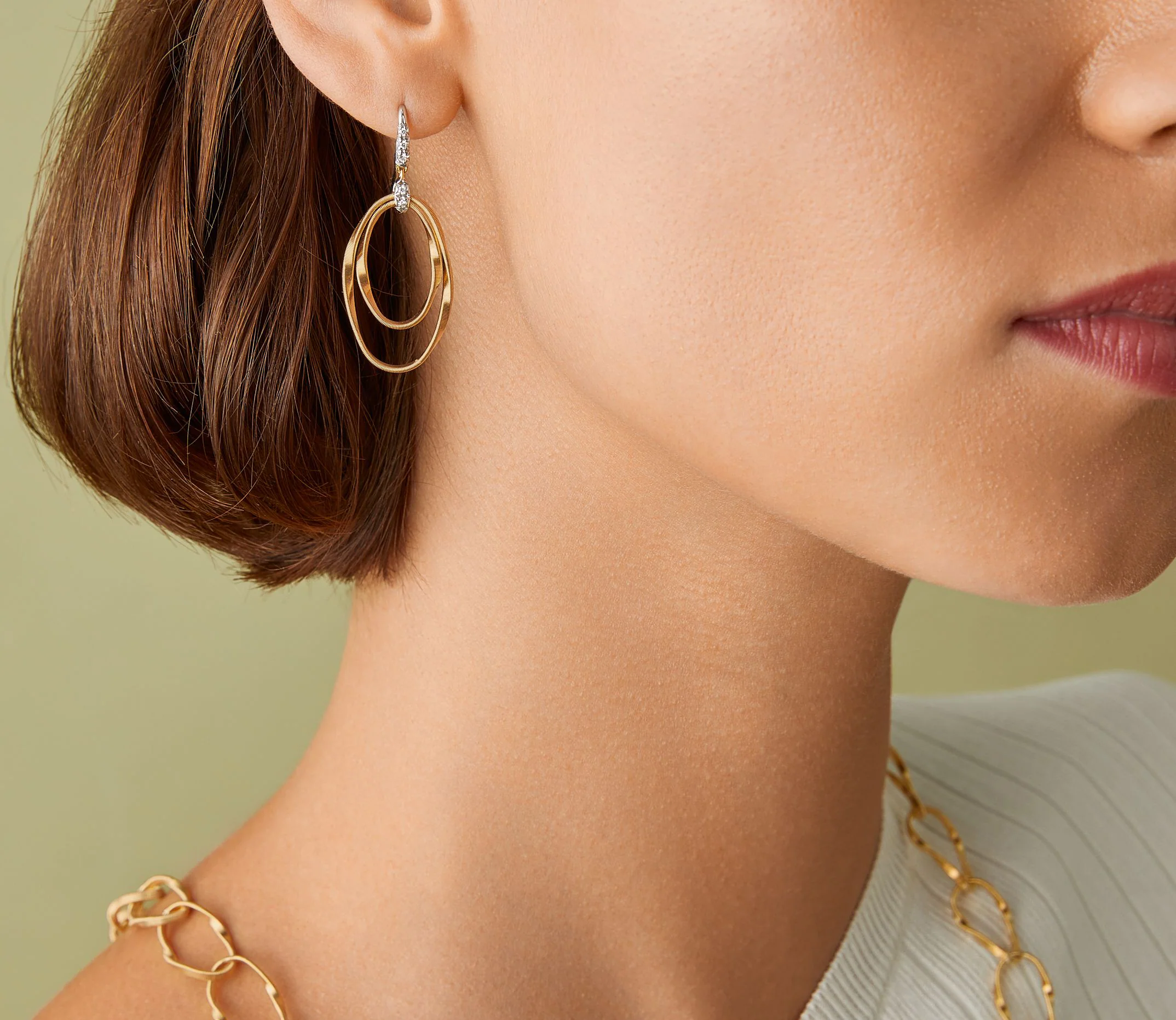 Marco Bicego Marrakech Mixed Metals Twisted Diamond Earrings - Image 2