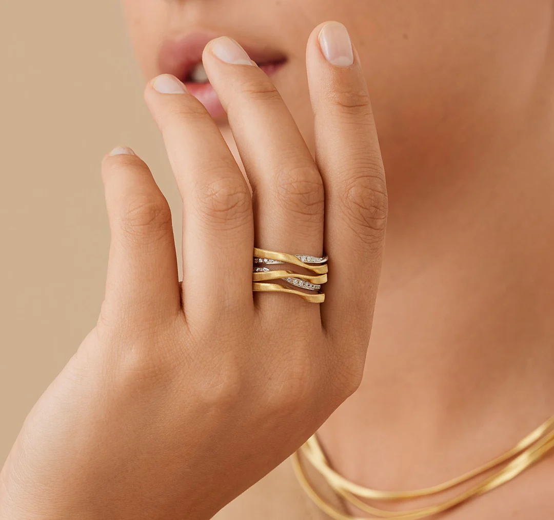 Marco Bicego Marrakech Mixed Metals Twisted Diamond Ring - Image 3