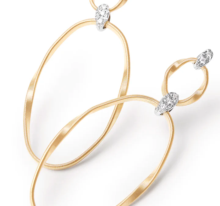 Marco Bicego Marrakech Onde Yellow Gold and Diamond Flat Link Earrings - Image 3