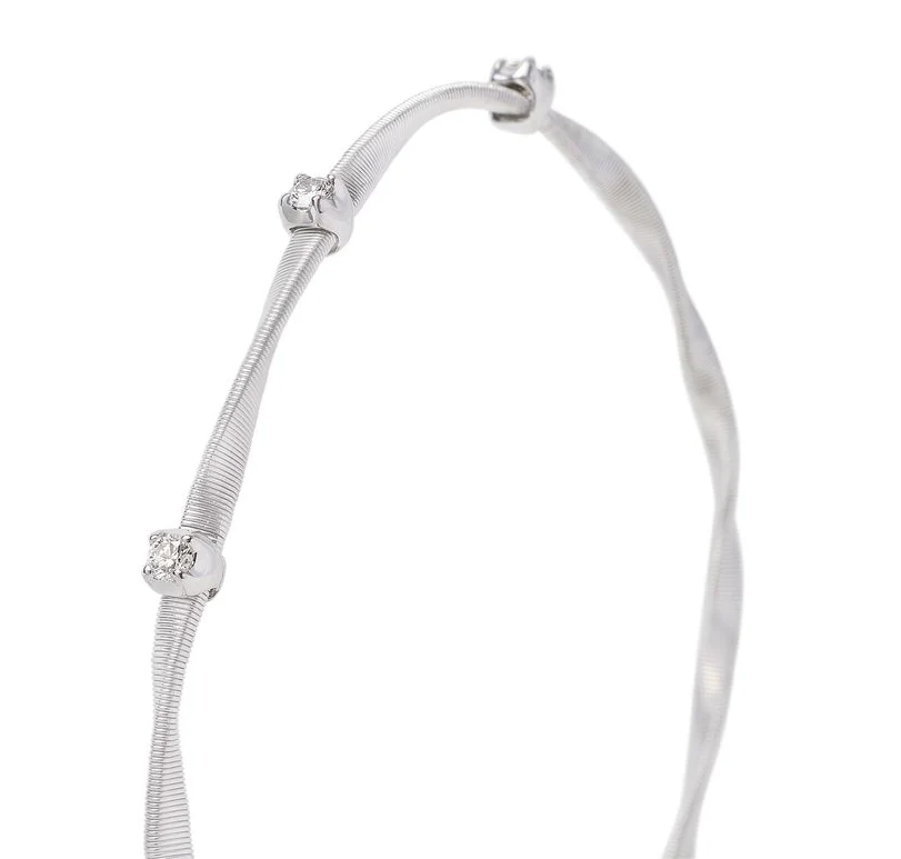 Marco Bicego Marrakech White Gold Twisted Coil Bangle with Diamonds - Image 2