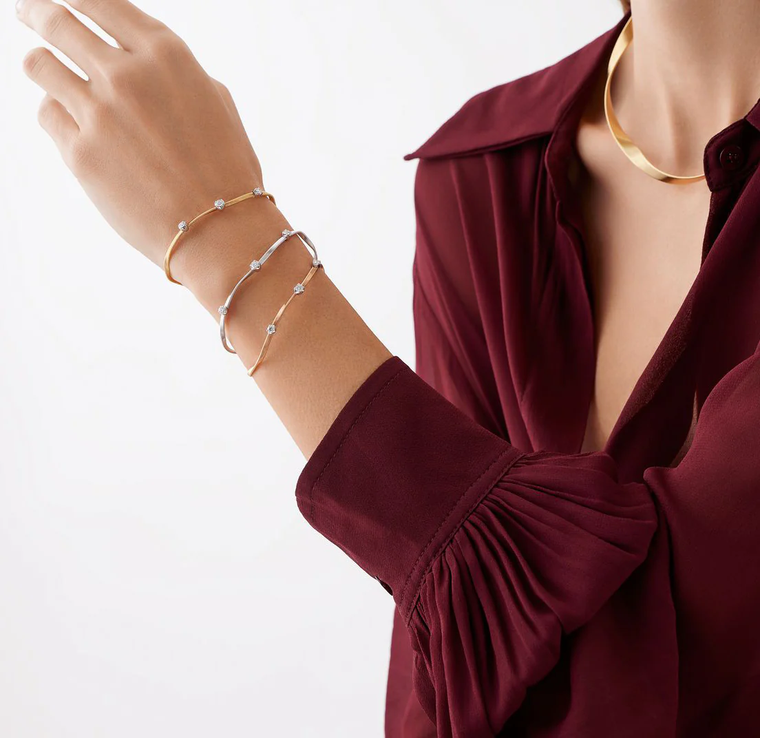 Marco Bicego Marrakech White Gold Twisted Coil Bangle with Diamonds - Image 3