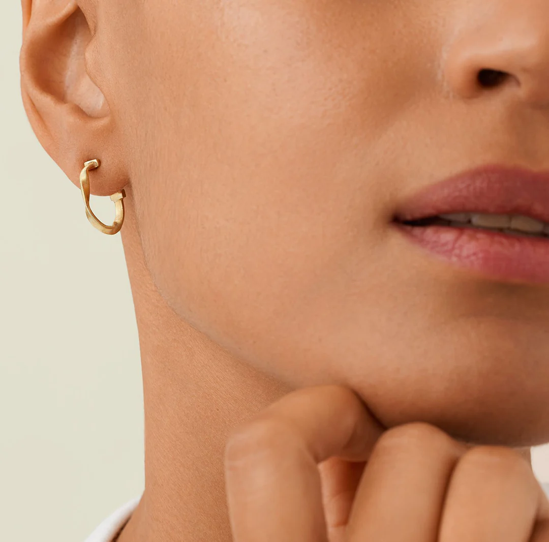 Marco Bicego Marrakech Yellow Gold Twisted Small Hoop Earrings - Image 3