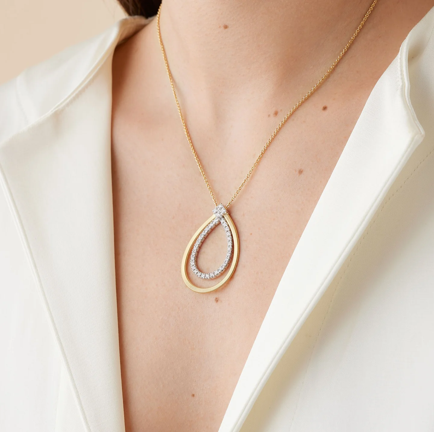 Marco Bicego Masai Mixed Metals Necklace with Diamond Pendant - Image 3