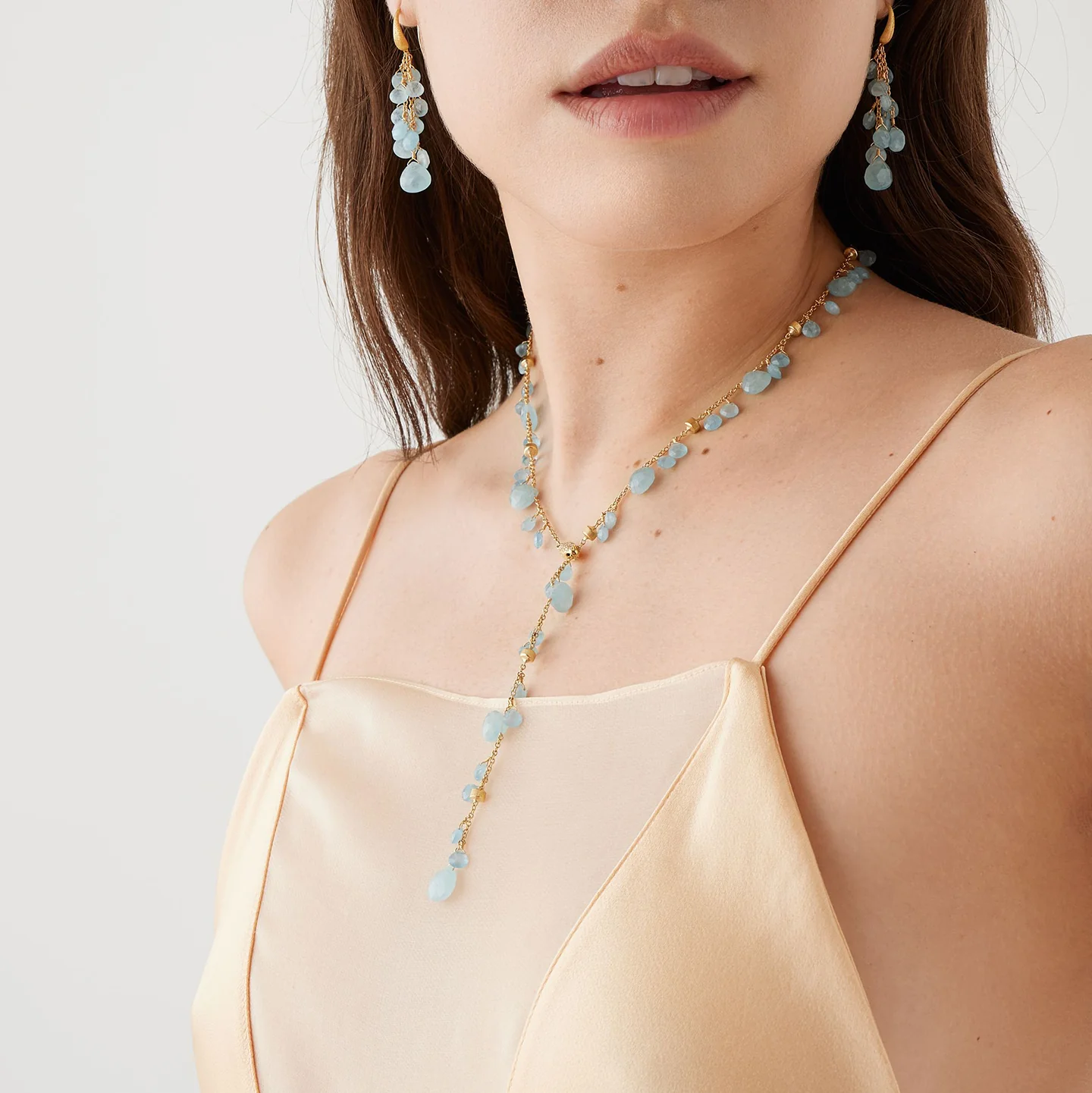 Marco Bicego Paradise Aquamarine and Diamond Lariat Necklace - Image 3