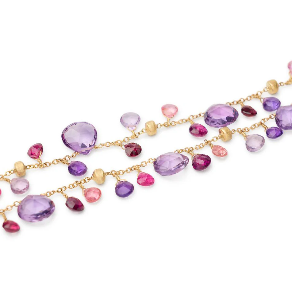 Marco Bicego Paradise Double Strand Amethyst and Pink Tourmaline Bracelet - Image 2