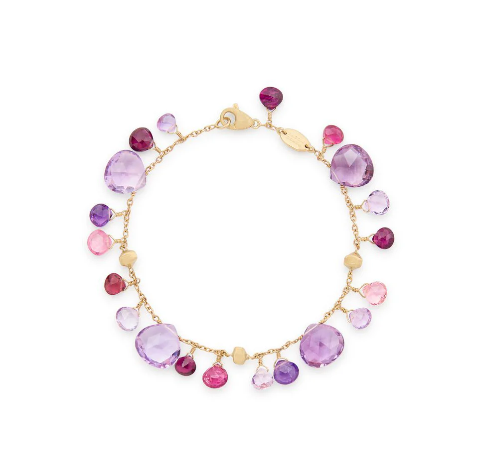Marco Bicego Paradise Single Strand Amethyst and Pink Tourmaline Bracelet