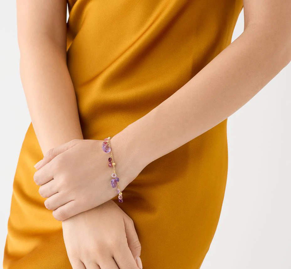 Marco Bicego Paradise Single Strand Amethyst and Pink Tourmaline Bracelet - Image 3