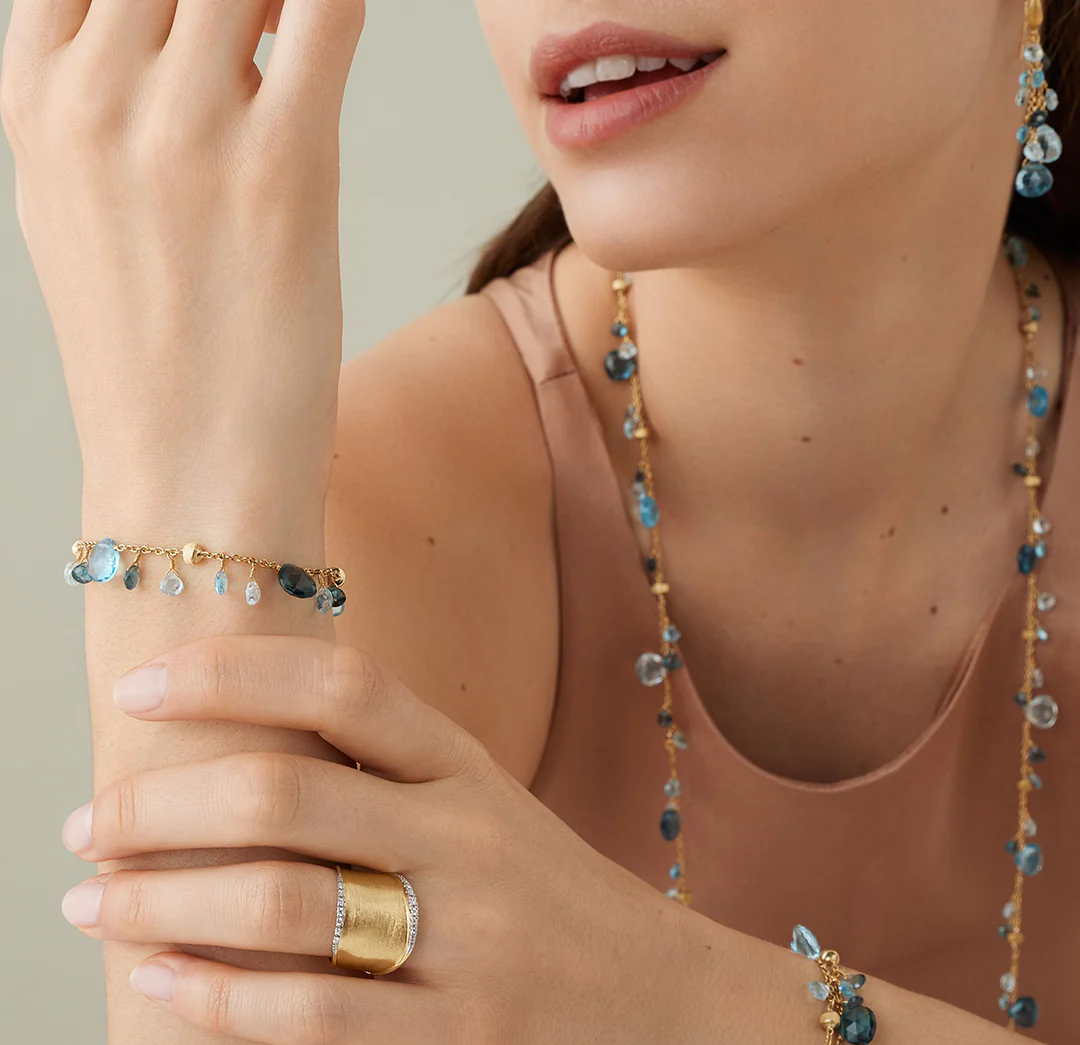 Marco Bicego Paradise Single Strand Blue Topaz and London Blue Topaz Bracelet - Image 3
