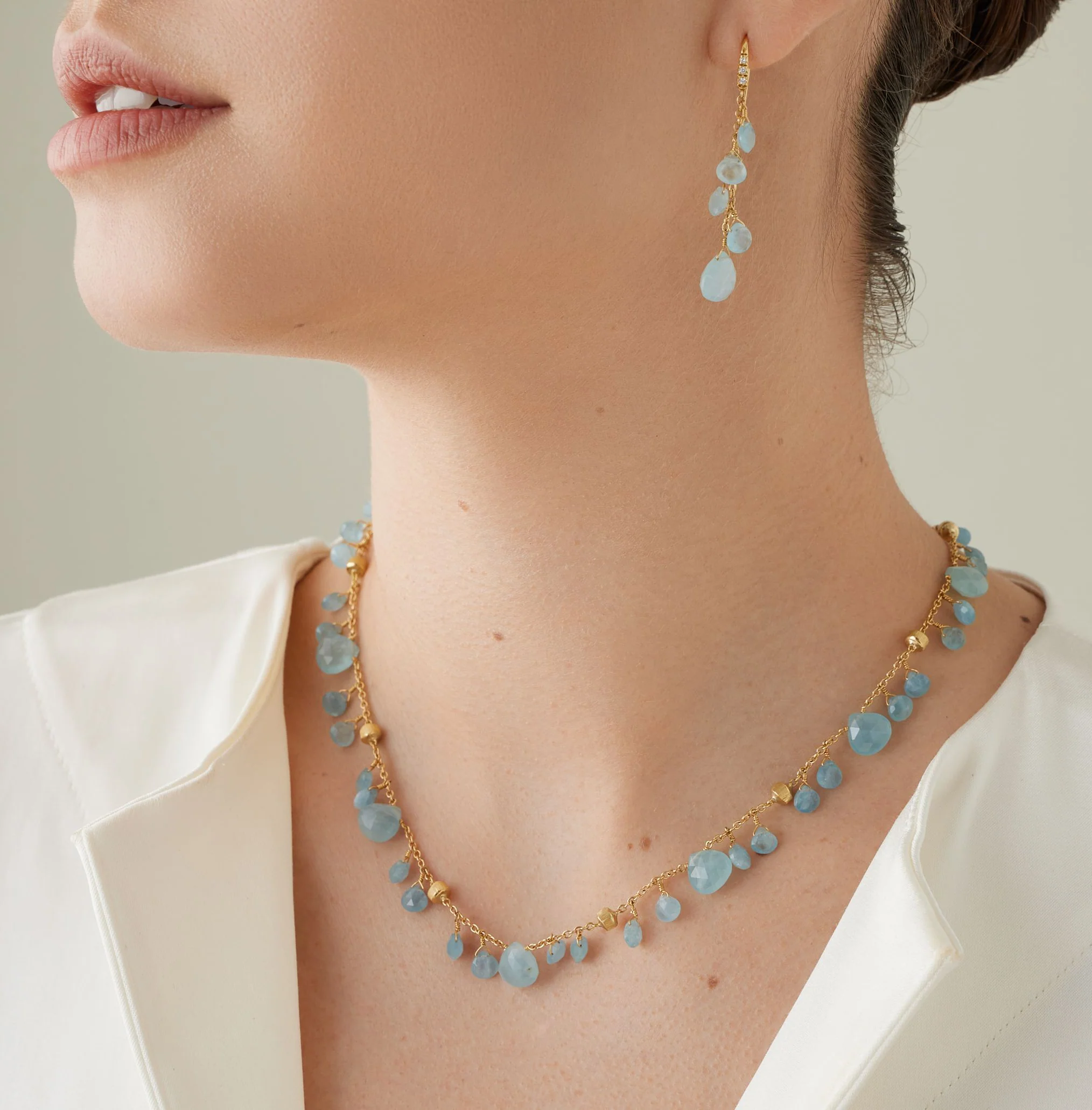 Marco Bicego Paradise Yellow Gold Aquamarine Necklace - Image 3