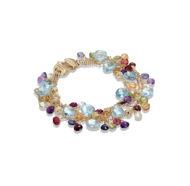 Marco Bicego Paradise Yellow Gold Bracelet with Blue Topaz and Mixed Gemstone