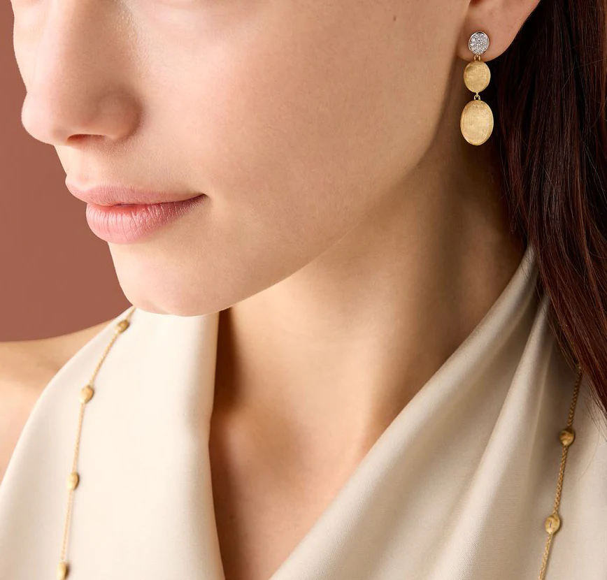 Marco Bicego Siviglia Mixed Metals Triple Drop Earrings with Diamond Accent - Image 3