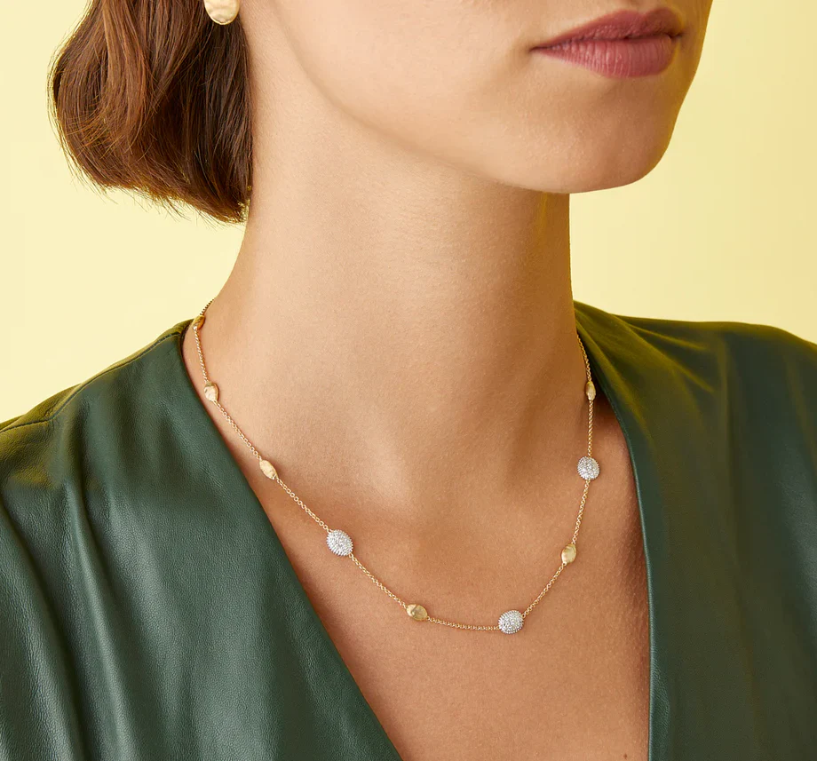 Marco Bicego Siviglia Yellow Gold and Diamond Small Bead Necklace - Image 3