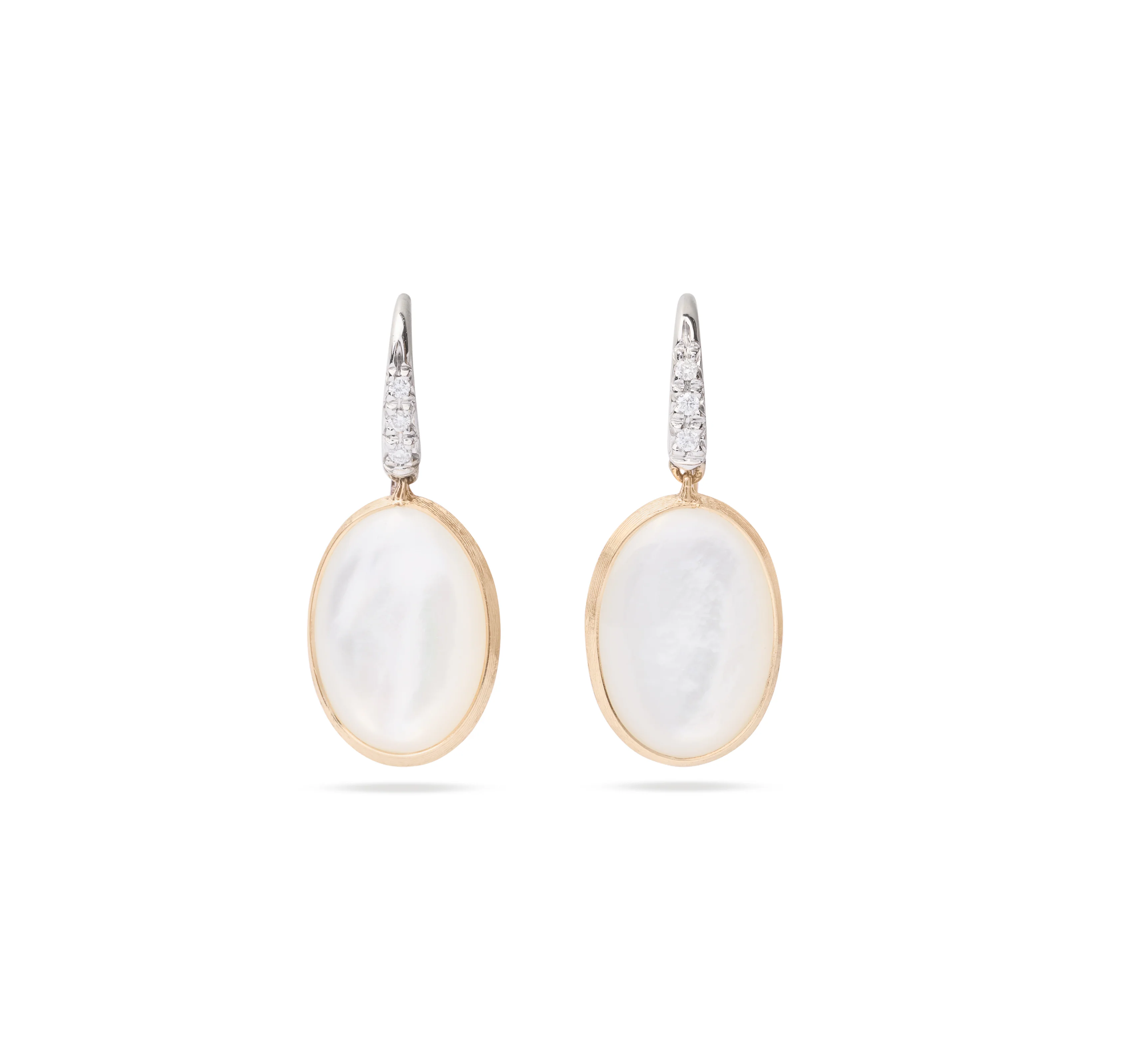 Marco Bicego Siviglia Yellow Gold Mother of Pearl Hook Earrings with Diamond Accent