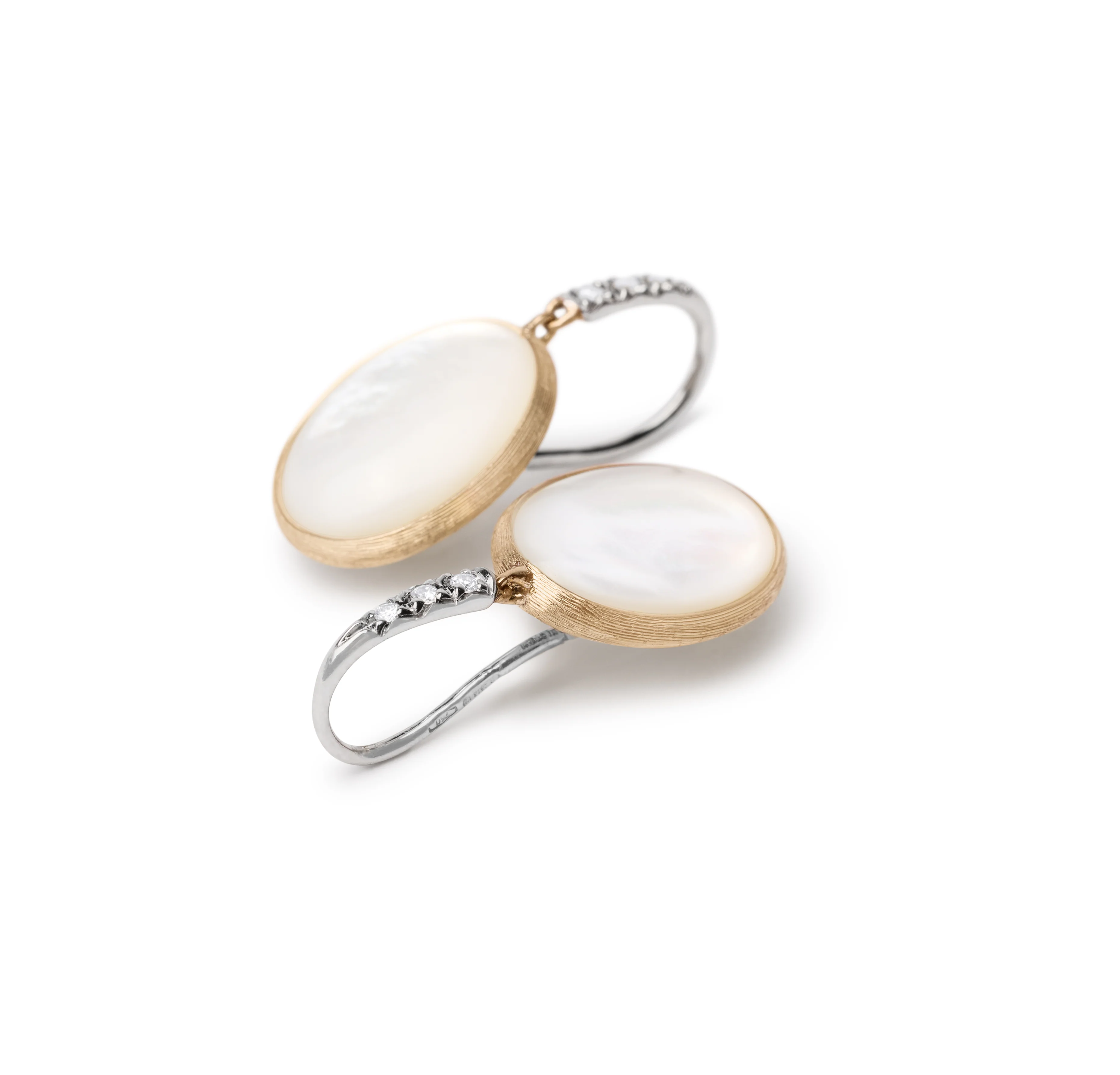 Marco Bicego Siviglia Yellow Gold Mother of Pearl Hook Earrings with Diamond Accent - Image 2