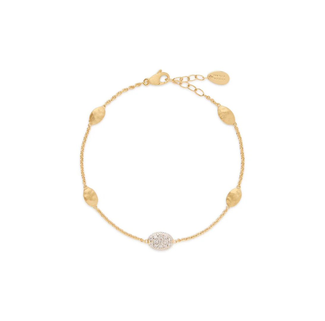 Marco Bicego Siviglia Yellow Gold Small Bean Bracelet with Diamond Accent