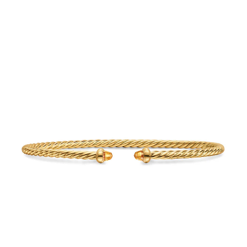 Micro Cablespira Flex Cuff in 18K Yellow Gold with Citrine, 2.6mm, Size Medium