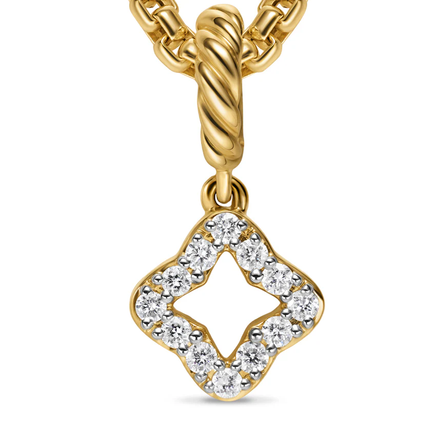 Micro Pavé Quatrefoil Amulet in 18K Yellow Gold with Diamonds, 7.4mm - Image 2
