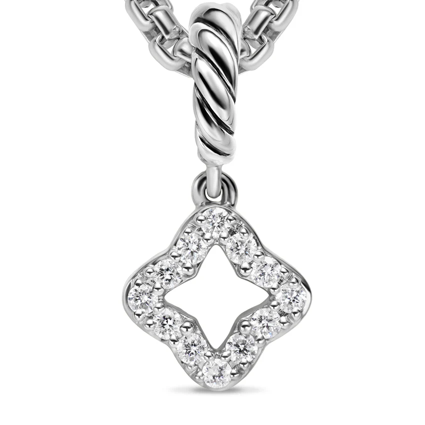 Micro Pavé Quatrefoil Amulet in Sterling Silver with Diamonds, 7.4mm - Image 2