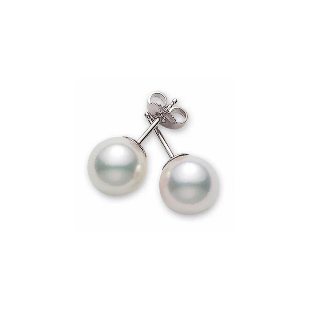 Mikimoto 18K White Gold Akoya A Quality Pearl Stud Earrings in 8 - 8.25mm