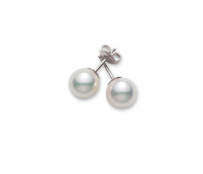 Mikimoto 18K White Gold Akoya A+ Stud Earrings