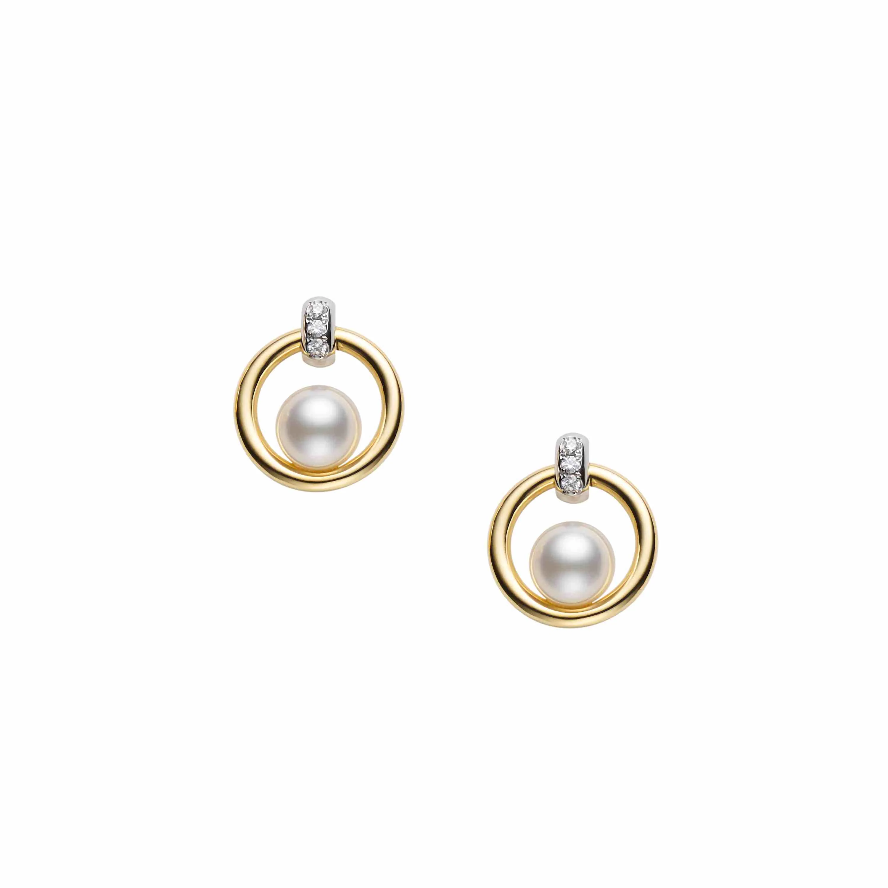 Mikimoto 18K Yellow Gold and 18K White Gold Akoya Pearl Earrings