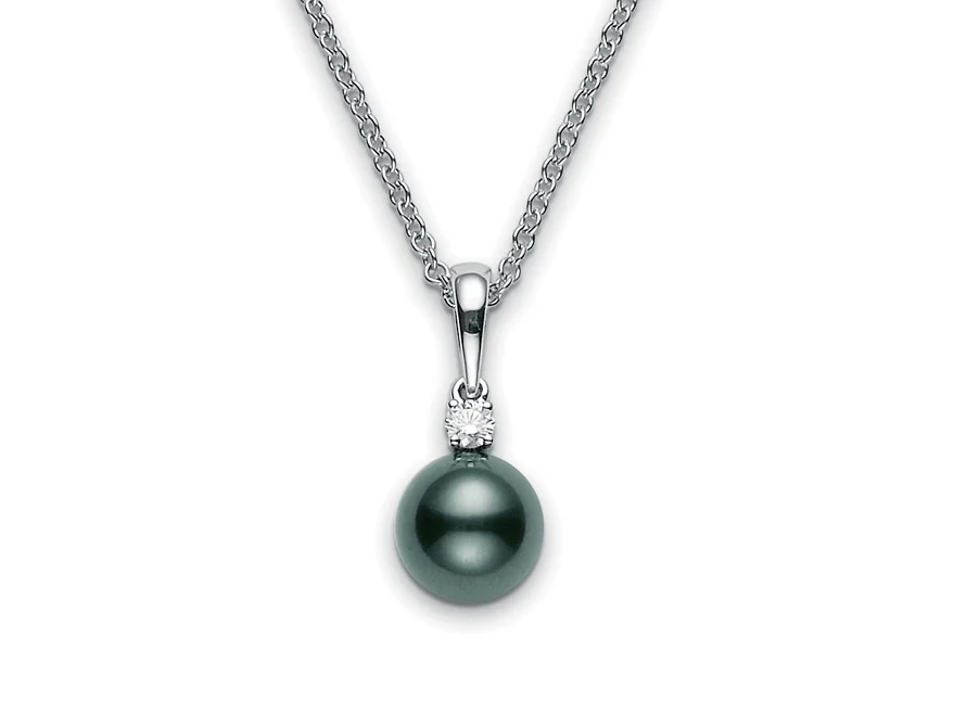 Mikimoto 9mm Black South Sea Pearl and Diamond Pendant