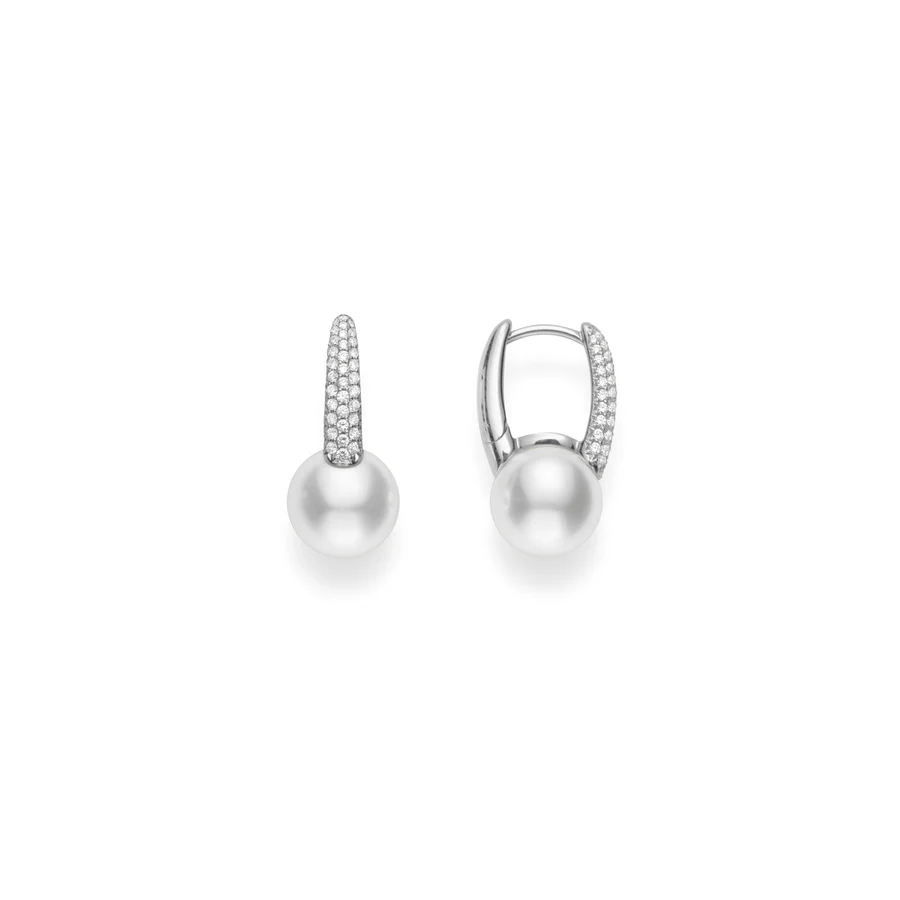 Mikimoto Akoya 8mm Pearl and Diamond Earrings