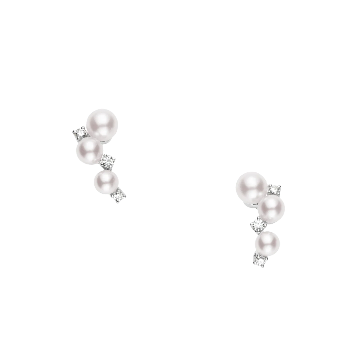 Mikimoto Akoya Pearl and Diamond Climber Earrings