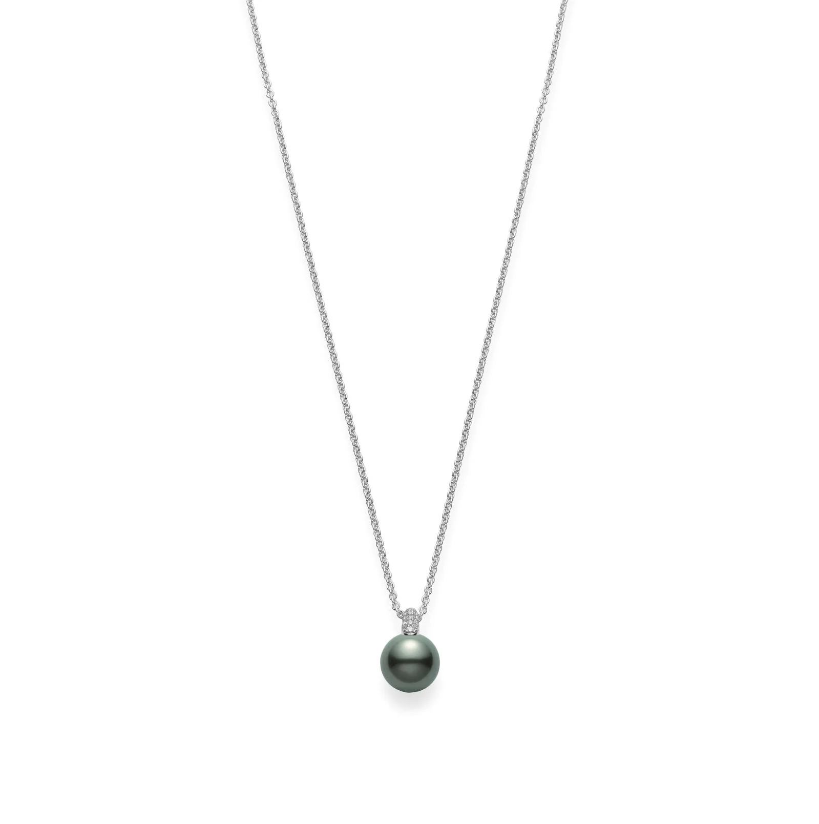 Mikimoto Classic White Gold Black South Sea Pearl and Diamond Pendant