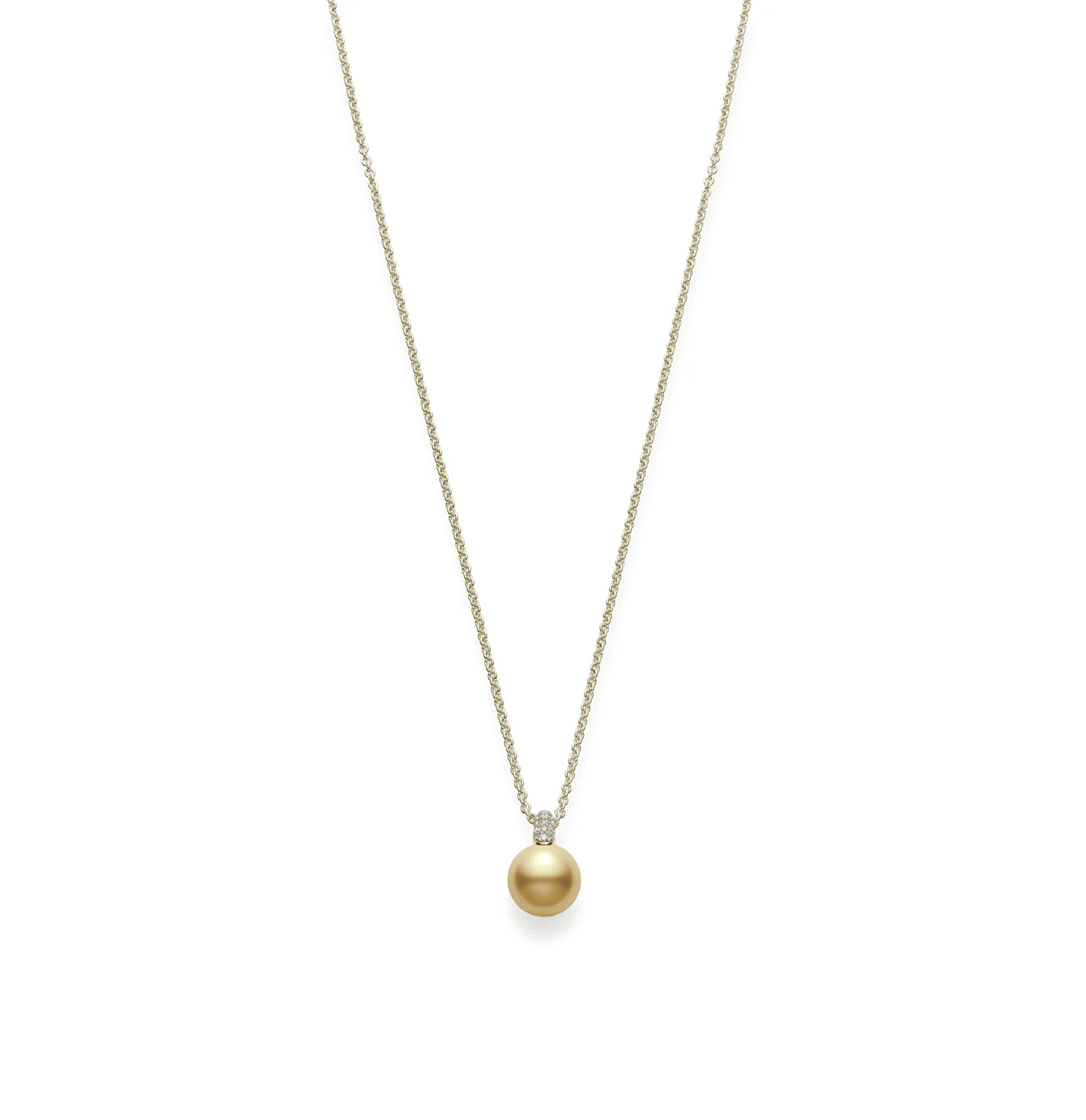Mikimoto Classic Yellow Gold Golden South Sea Pearl and Diamond Pendant
