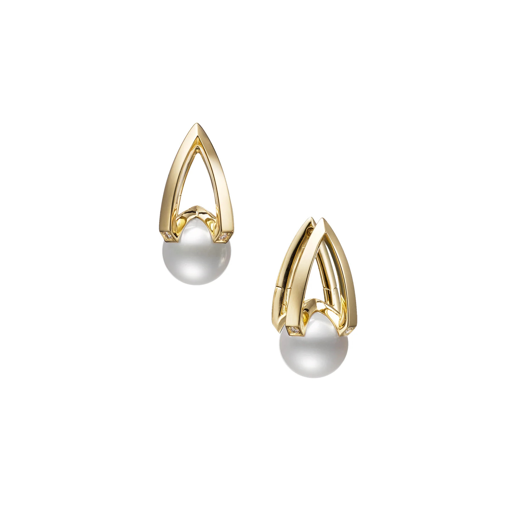 Mikimoto M Collection Yellow Gold Akoya A+ Pearl and Diamond Accent Earrings
