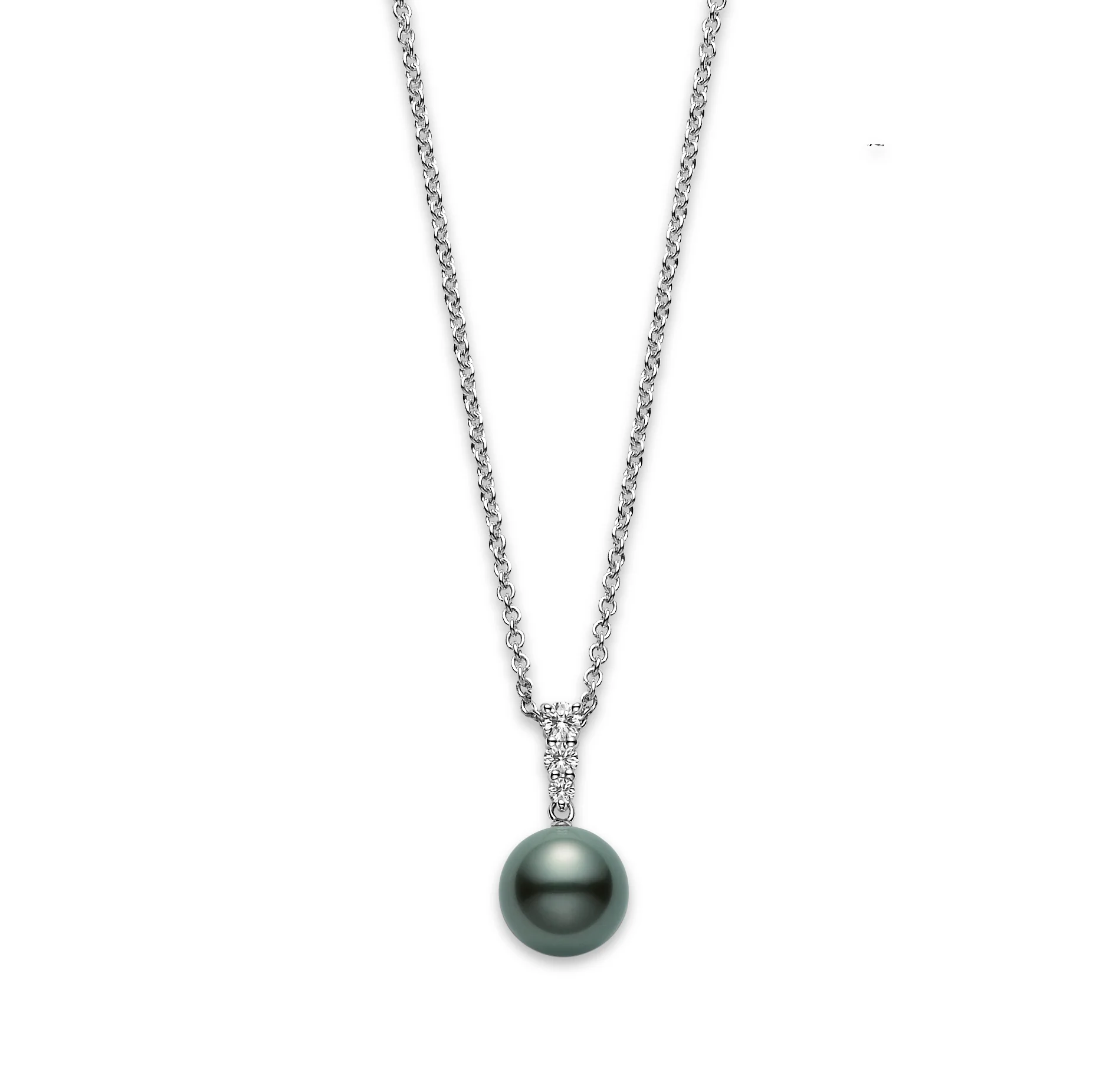 Mikimoto Morning Dew 10mm Black South Sea Pearl and Diamond Pendant