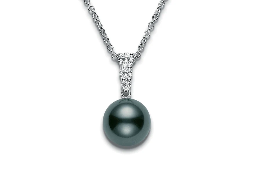 Mikimoto Morning Dew 10mm Black South Sea Pearl and Diamond Pendant - Image 2