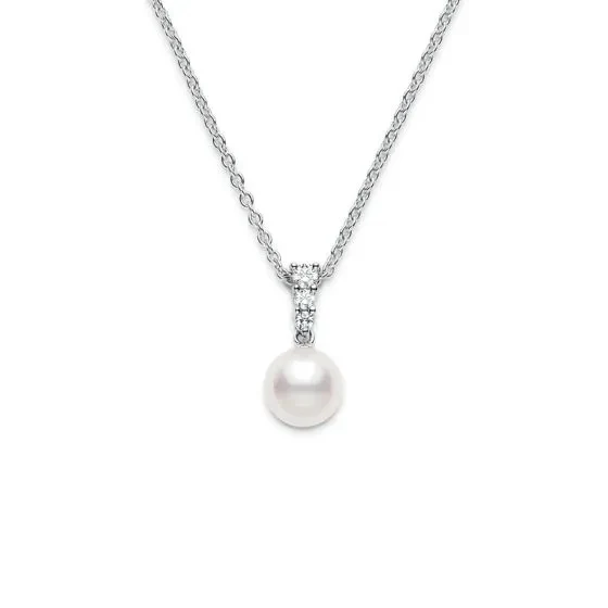 Mikimoto Morning Dew White Gold Pearl Pendant Necklace