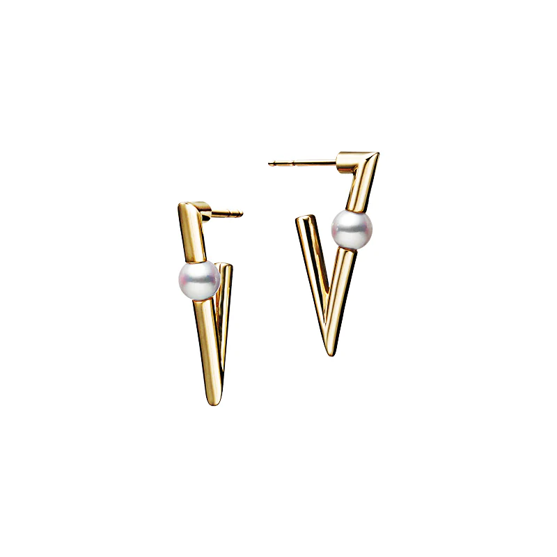 Mikimoto V Code Yellow Gold Akoya Pearl Earrings