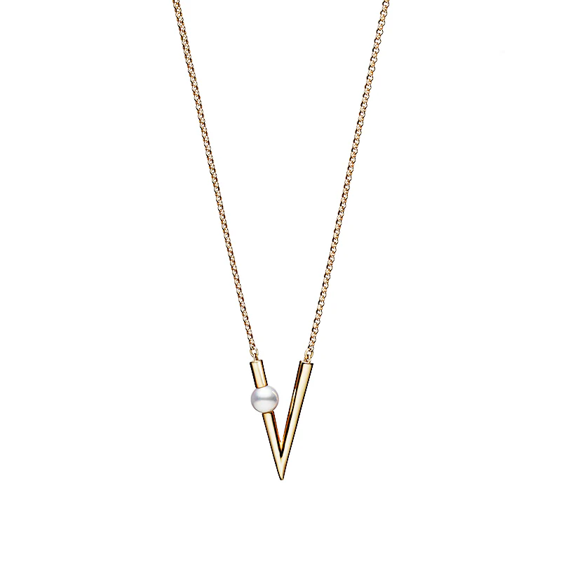 Mikimoto V Code Yellow Gold Akoya Pearl Pendant
