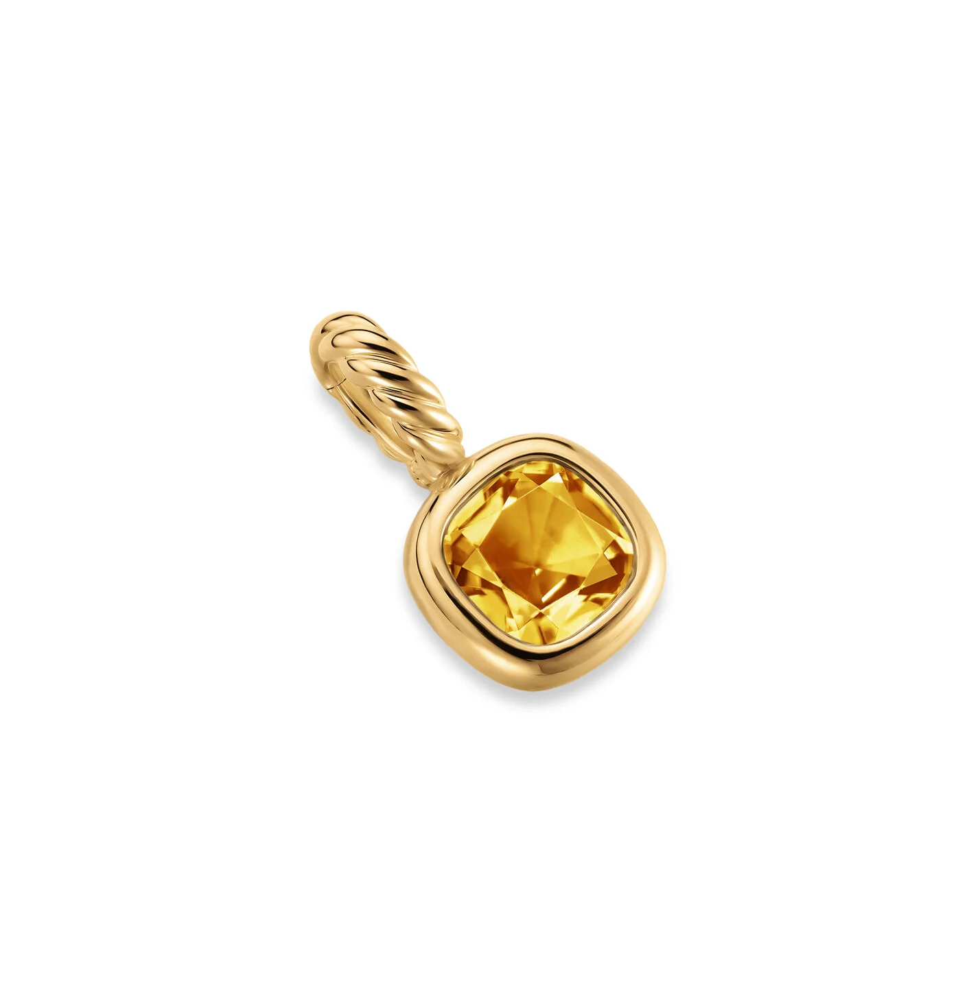 Mini Cushion Cut Amulet in 18K Yellow Gold with Citrine, 7.6mm