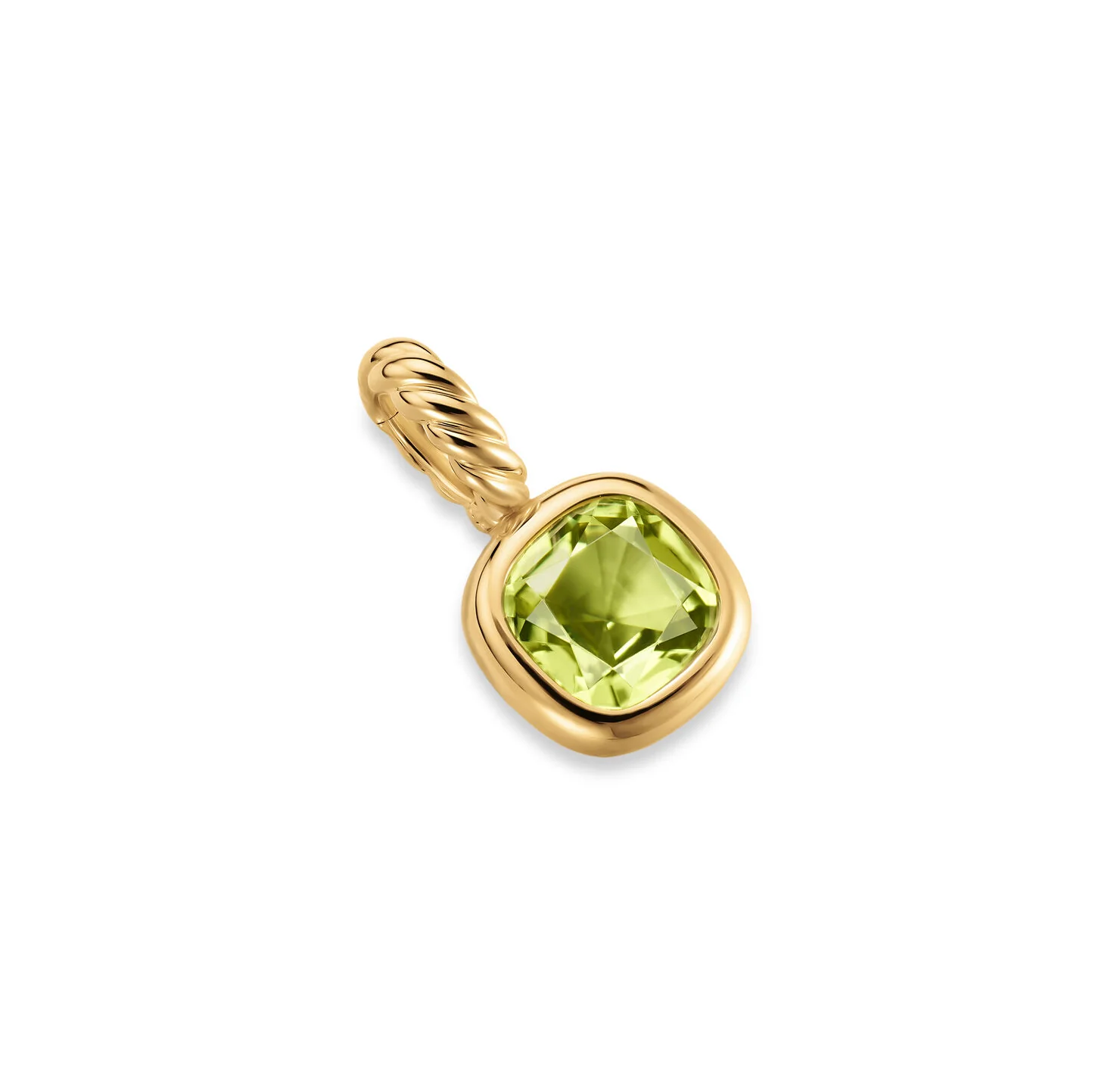 Mini Cushion Cut Amulet in 18K Yellow Gold with Peridot, 7.6mm