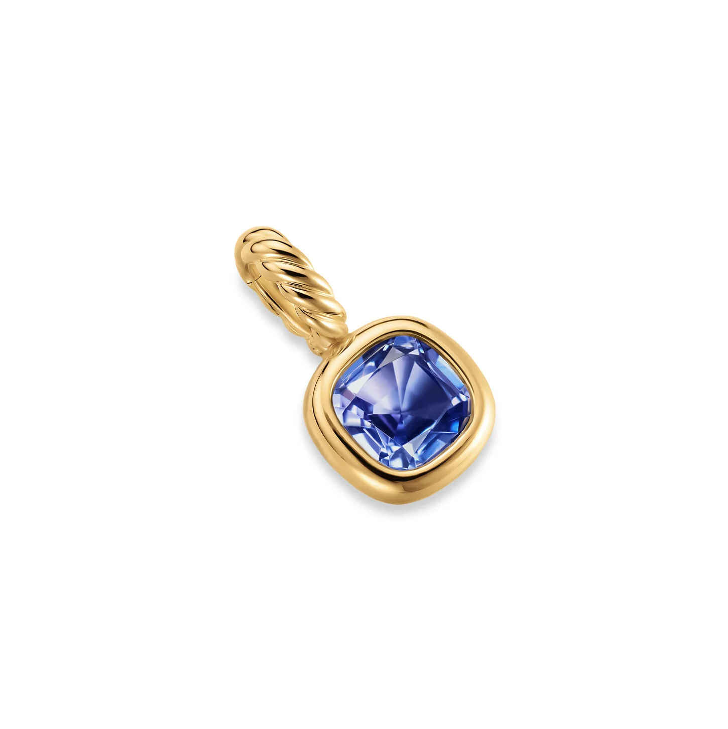 Mini Cushion Cut Amulet in 18K Yellow Gold with Tanzanite, 7.6mm