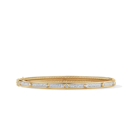 Modern Renaissance Bracelet in 18K Yellow Gold with Full Pavé Diamonds, Size Medium