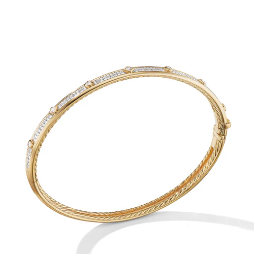 Modern Renaissance Bracelet in 18K Yellow Gold with Full Pavé Diamonds, Size Medium - Image 2