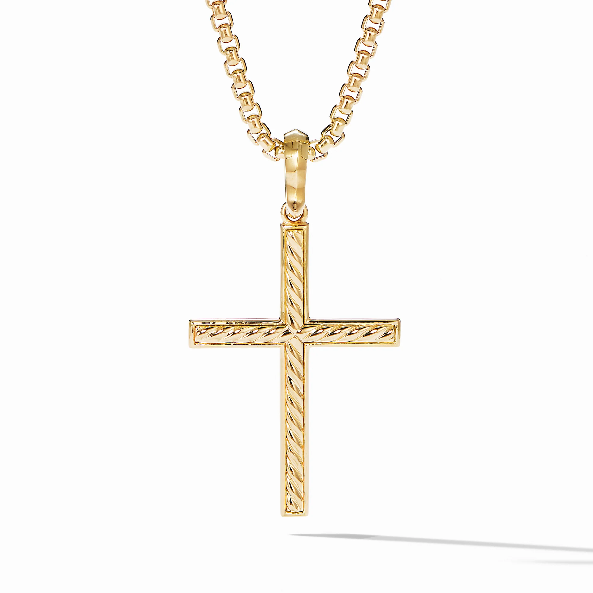 Modern Renaissance Cross Pendant in 18K Yellow Gold with Diamonds - Image 2