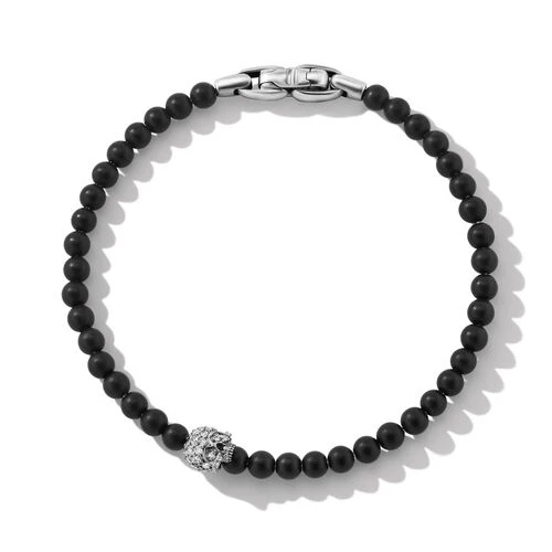 Momento Mori Skull Bracelet in Sterling Silver with Black Onyx and Pavé Diamonds - Image 2