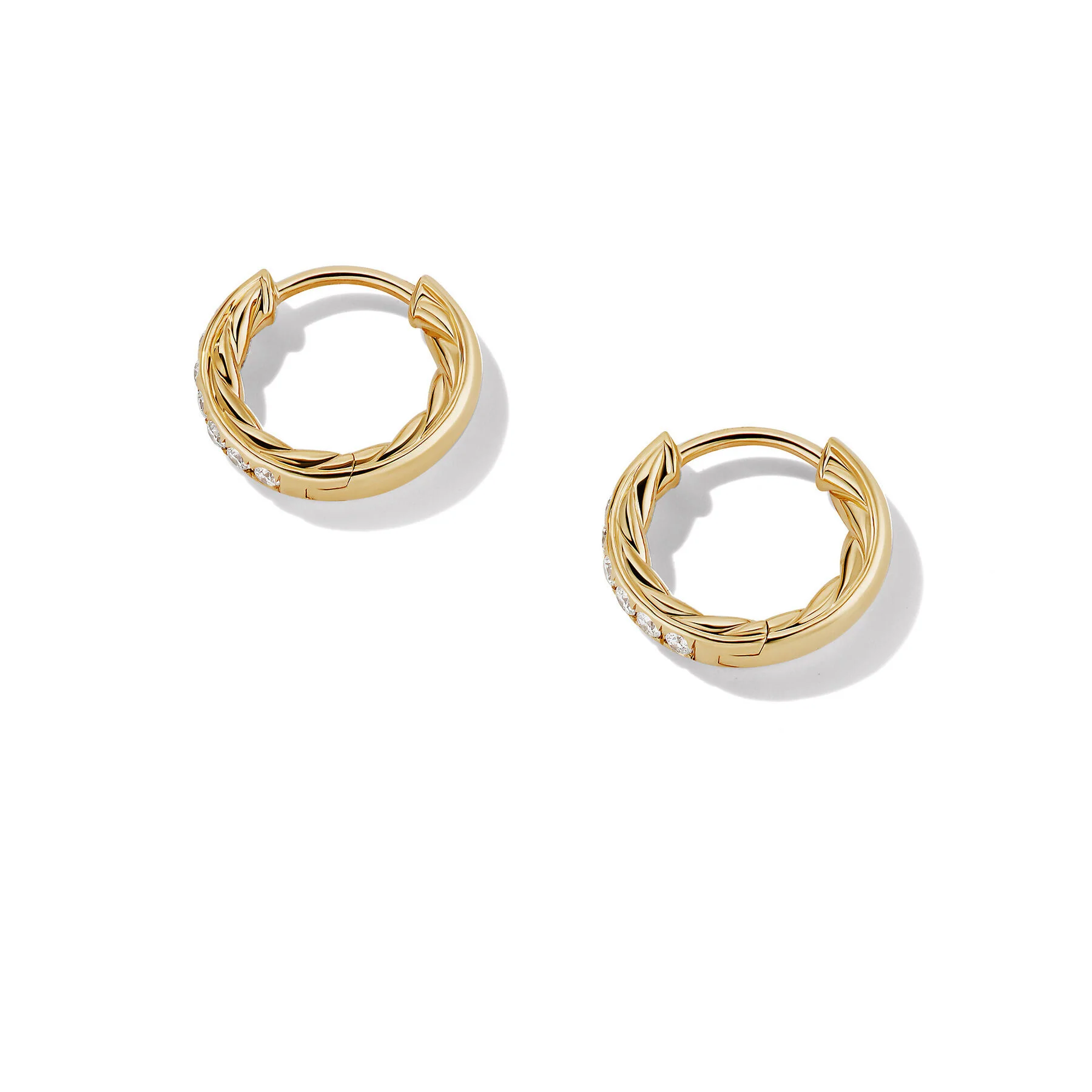 David Yurman The Petite Pavé Collection Earring in 18-Karat Yellow Gold - Image 2