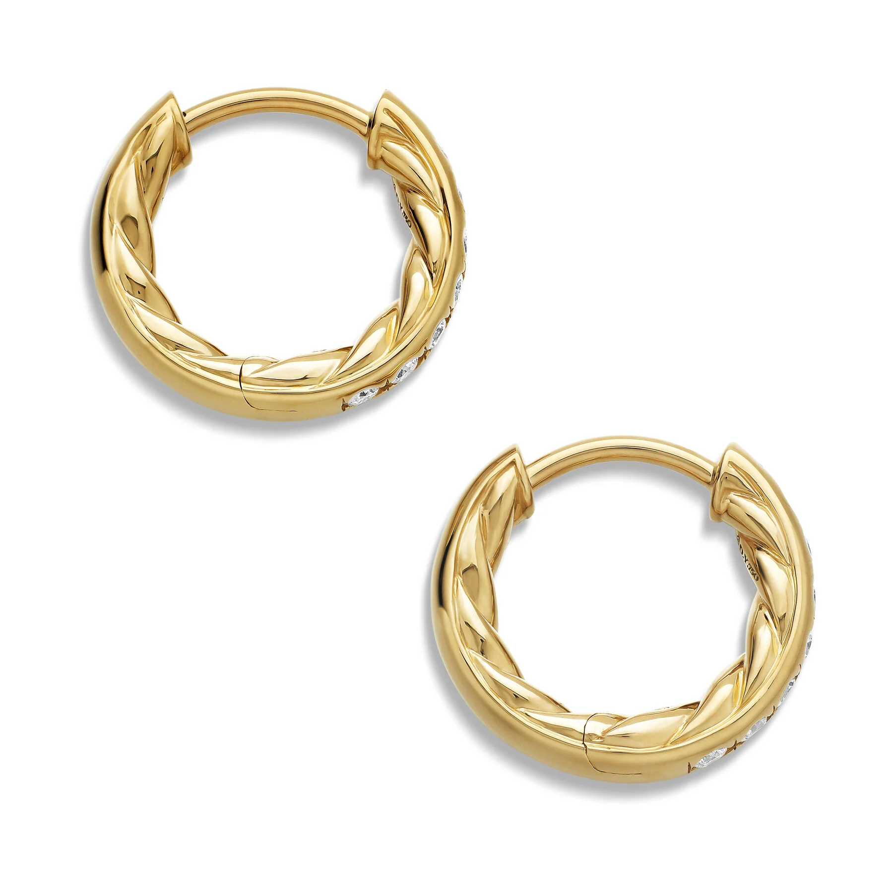 David Yurman The Petite Pavé Collection Earring in 18-Karat Yellow Gold - Image 3